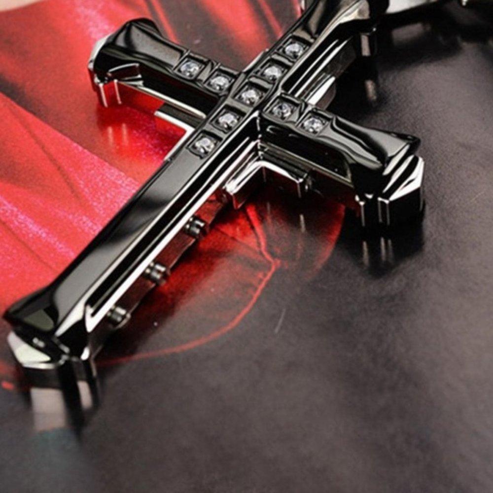 Black cross necklace